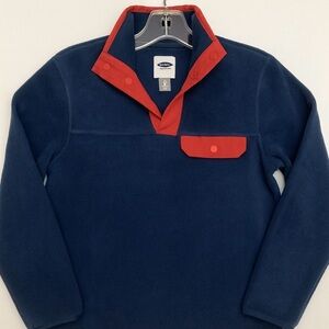 Old Navy Navy Blue & Red Snap Pullover Fleece – Size M (New with Tags)